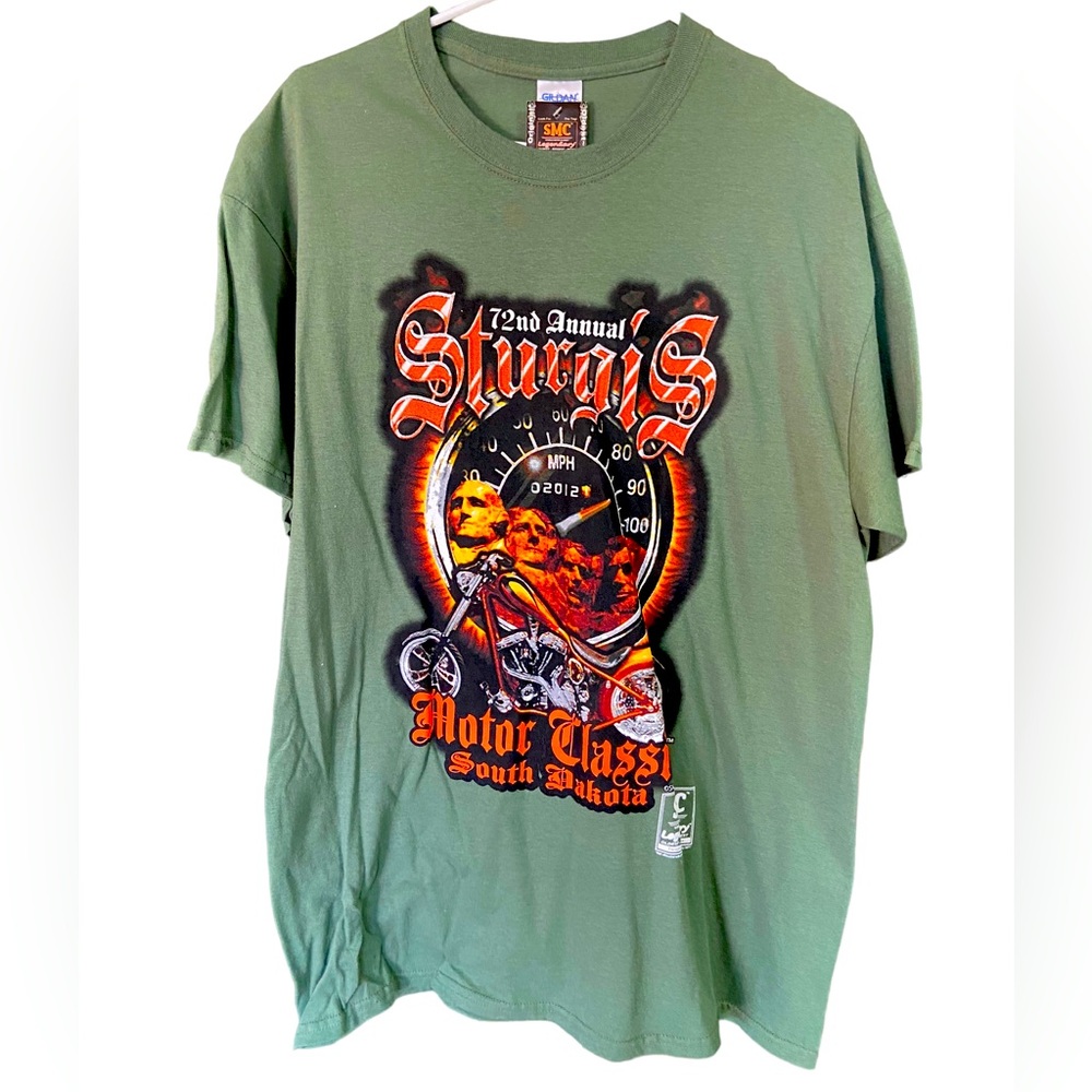 STURGIS Motor Classic 72nd South Dakota Motorcycle Green Men’s L T-Shirt NWT